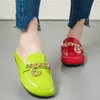 Sandals Brand Design Gold Chain Women Slipper Closed Toe Slip On Mules Round Low Heels Casual Slides Flip Flop Plus Size3959938