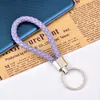 2021 Leather Braided Woven Keychain Rope Rings Fit Pendant Key Chains Holder Car Keyrings JXW935