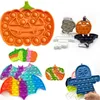 Wholedhl Halloween Pumpkin Bat Ghost Skull Push Pops Fidget Toys Sensory Simple Key Ring Bubble Board Puzzle Keychain Kids DE4903564