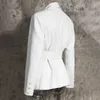 DwoTyle White Curry Blazer для женщин, зарезанный с длинным рукавом Tunic Sashes корейская куртка женская осень мода 210930