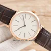 40mm novo ultra fino Altiplano G0A31114 Miyota 9019 Mens automático relógio branco Dial Brown Couro Strap Rose Gold Case Gents relógios de pulso