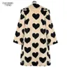 Winter Women Ciepła Faux Fur Coat Love Wzór Długo Turn Down Collar Pluszowy Klasyczny Loose 211106