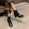 メチナ本物のレザーハイヒールの足首のブーツショートブーツ女性の靴スクエアトゥブロックヒールジップレディフットウェア秋ブラックサイズ42 210608
