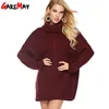 Lange Gestrickte Kleider Rollkragen Frauen Herbst Warme Weibliche Für Winter Casual frauen Pullover 210428