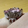 Pierścienie klastra Moda Mujer miłość do kobiet prezent ślubny srebrny różowy kamienny pierścień luksusowa biżuteria