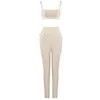 All 2021 Trendy Two Pieces Set Sexy Spagehtti Strap Celebrity Party Club Bandage Tops Pants Suit Piece Dress