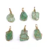 Nieregularny naturalny zielony kamień pozłacany wisiorek naszyjniki z biżuterią łańcuchową dla kobiet dziewczyna party klub wystrój