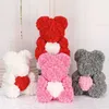 40cm Artificial Flower Rose Bear Plastic Foam Rose Teddy Bear with love Girlfriend Valentines Day Gift Birthday Party Decoration 210624