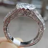 Anelli di nozze di moda per le donne rotonde in pietra di cristallo cubic zircone anello dito argento colore classico gioielli partito anniversario regalo