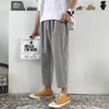 Summer Korean Version Of The Couple Male Loose Hip Hop Cotton Nine Points Wide Leg Casual Pants M-5XL Size Joggers Men's