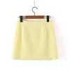 Kjolar sommar mini kvinnor 2022 gul blyerts chiffong kjol streetwear damer hög midja preppy bodycon -knapp upp