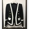 High Street Fashion Designer Blazer Femme Classique Noir Blanc Couleur Bloc Boutons en métal Blazer Veste Vêtements extérieurs 211120