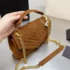 V Izgara Postacı Çantası Mat Deri Crossbody Çanta Altın Zincir Çanta Kadın Messenger Çanta Klasik Monogram Omuz Sırt Paketi Çizgili Cüzdan