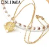 10Pcs Gold-Color CZ Micro Pave Cross Medallion Pendant,Gold Filled Mother of Pearl Charm Pendant Necklace