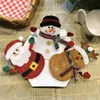 Christmas Cartoon Cutlery Set Knife Fork Table Decorations Creative Hotel Santa Claus Forks Bag Xmas Decoration