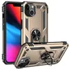 Custodia per telefono con armatura ibrida Custodie per cover posteriore per iPhone14 13 12 mini Car Metal Finger Bracket cavalletto Custodia antiurto anticaduta