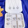 2021 Choucong Cocktail Luxury Jewelry Set 925 Sterling Silver Full T Princess Cut Topaz CZ Diamond Heart Pendant Earring Women Rin2599