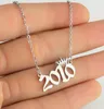 2PCS jewelry Wholesale Stainless Steel Birth Year Necklaces old english Custom Number Personalized crown