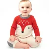 Autumn Winter Baby Boys Girls Cartoon Fox Rompers Clothes Children Boy Girl Kids Knitting Long Sleeve 210429