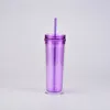 18oz Acrylic Skinny Tumbler Double Wall Clear Drinking Cup with Lid and Straws Heat Proof Water Bottle By Sea T2I52155