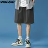 Single Road Mens Shorts Verão Sólido Curto Harajuku Hip Hop Japonês Streetwear Masculino Calças Preto Casual para 210806