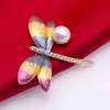 JYX broches pour femmes élégant style libellule 10.5mm pure perle d'eau douce broche en émail de culture