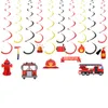 Одноразовый обеденный поставщик пожарный тема с днем ​​рождения поставки бумажные чашки для салфетки для салфетки Баннер пожарная машина детские мальчики предпочитают воздушные шарики декорат