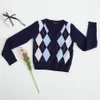 Roze Cardigan Womens Sweaters Koreaanse Crop Herfst Tops Lange Mouw Blauw Argyle Short Gebreide Fall 210521