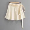 summer trend mini Skirt women's solid color sexy satin tied rope skirt for womens fashion Solid A-Line skirts 210508