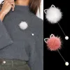 Pins, Brooches 2021 Cute Charm Simulated Pearl Brooch Pins For Women Korean Fur Ball Piercing Lapel Collar Jewelry Gift Kids Girls