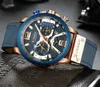 CURREN Top Brand Men Casual Wristwatch Mens Sport Waterproof Quartz Watch Fashion Military Leather Chronograph Montre Homme 210517