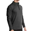 Men039s camisetas homens correndo secagem rápida manga longa outono inverno roupas com zíper meia gola alta cor sólida respirável athlet1752372