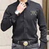모조 다이아몬드 두개골 티셔츠 남성 패션 streetwear 긴 소매 슬림 셔츠 플러스 사이즈 4XL