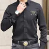 Rhinestones Skull T Shirt Men Fashion Streetwear long Sleeve Slim shirts Plus Size 4XL 04