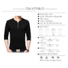 Tfeers Autumn Casual Shirt Men Henry Collar Solid Color Slim Fit Long Rękaw Bawełna Plus Rozmiary M-5XL Opstees 210629