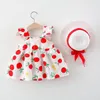 2021 Summer Baby Girl Dress Toddler Infant Printed Princess Dresses for 1 Year Girl Birthday Clothing With Hat Baby Suits Outfit Q0716