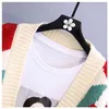 Tryck kärlek kvinnor sweaters höst vinter cardigans v nacke mujer chaqueta lösa söta koreanska toppar 17453 210415