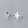 Brinco fosco estrela da lua para mulheres moda 925 prata esterlina assimetria pino de orelha estilo coreia joias presente 210707