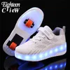 Çocuklar Tekerlekli Paten Rahat Ayakkabılar USB Şarj Erkek Kız Otomatik Jazzy LED Işıklı Yanıp Sönen Çocuklar Tekerlekler ile Parlayan Sneakers 211022