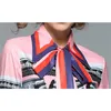 Fashion Runway Imitation Silk Print Blouses Shirt Women Spring Autumn Long Sleeve Big Bowknot Turn Down Collar Blusas Top 210416