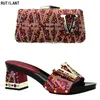 Ladies Italian Shoes And Bag Set Decorated With Rhinestone Women Nigerian Wedding Dress