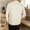 IEFB Chinese Style Cotton Hemp Large Size Shirt Men's Long Sleeve Stand Collar Tang Suit Tops Spring Summer 9Y6021 210524