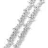 アイスアウト有刺鉄線ネックレス16インチ-20インチ立方晶ジルコニアキューバチェーンネックレスヒップホップジュエリー男性女性ギフトX0509