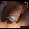Solitaire Gemstone Diamond Bride Pierścionek zaręczynowy Moda Biżuteria Kobiety Pierścienie Christmas Gift Will and Sandy Drop F6dss Mgr5u