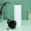 Sublimação 20 oz 30oz tumbler magro direto com duas tampas de função aço inoxidável parede dupla isolada espaços de vácuo branco garrafa de água xícara de café de silicone diy