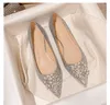 Pearl Circle Pointed Flat Women Shoes Circle Buckle Diamond Sexy Wedding Bridal Bradesmaid Prom for Lady Shoes