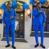 Royal Blue Bruidegom Bruiloft Tuxedos Slanke Een Knop Broek Past Mens Prom Party Jas Jas Formele Outfits 2 Stuks