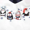 HECHAN Cute Penguin Pattern Christmas Pajamas Women 2 Piece Sets Spaghetti Strap Snowflake Print Shorts Satin Female Sleepwear 210330