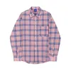 IEFB Pink Plaid Manga larga Ropa de calle coreana Camisa de moda Casual para hombres Blusa suelta de un solo pecho Top Spring 9Y6122 210524