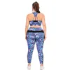 YOGA SET Artı Boyutu 2XL Obez Kadınlar Için Spor Giyim Fitnsuits Kadın Baskılı Aktif Egzersiz Kıyafetleri Spor Legging Setleri X0629